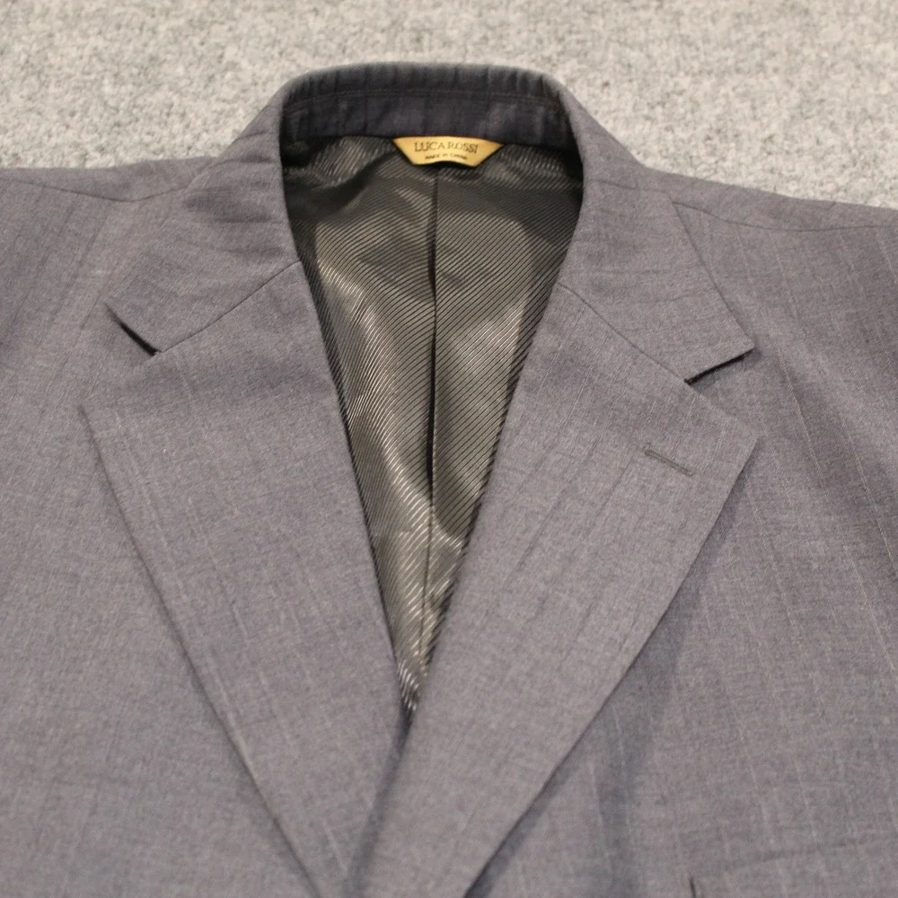 Luca Rossi Italia Mens Grey Pinstripe Suit Jacket Blazer 46L‎ Large Tall